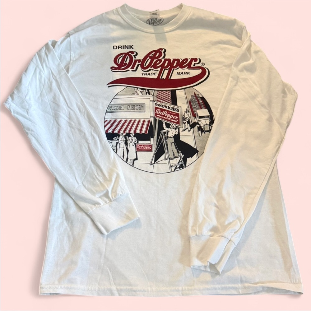 White Long Sleeve Dr. Pepper Graphic Tee